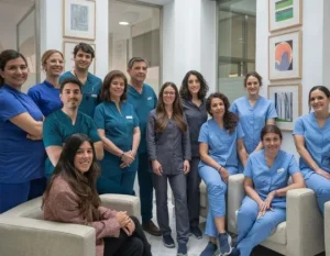 Equipo de dentistas implicado